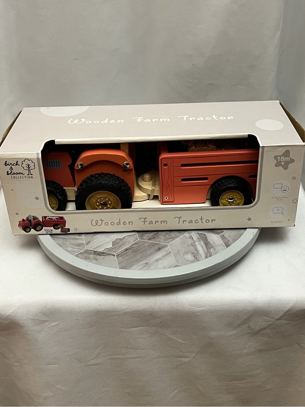 Birch & Bloom Wooden Farm Tractor Toy Set w Animals 18m+ Toddler Play Gift